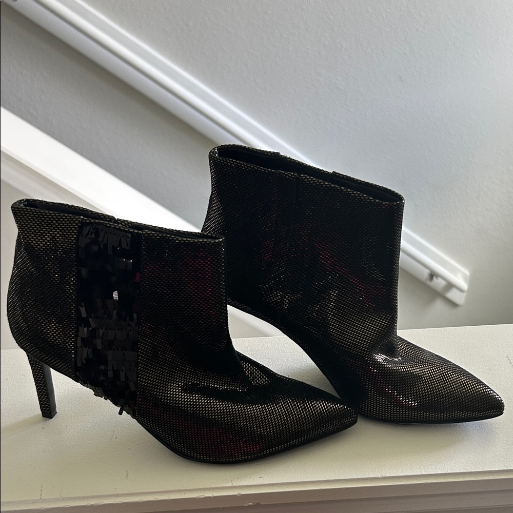 Nine West Shimmering Black Ankle Booties